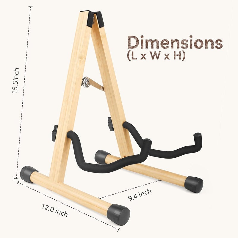 KingPoint Guitar Stand, Guitar Floor Stand, Acoustic Electric Wooden A Frame Folding Guitar Holder Adjustable for Bass, Cello, Mandolin, Banjo, Ukulele (Bamboo) - Image 4